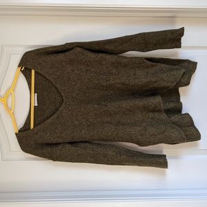 Babaton Green Wool Blend Long Sleeve Top Asymmetrical Knit Sweater Size small